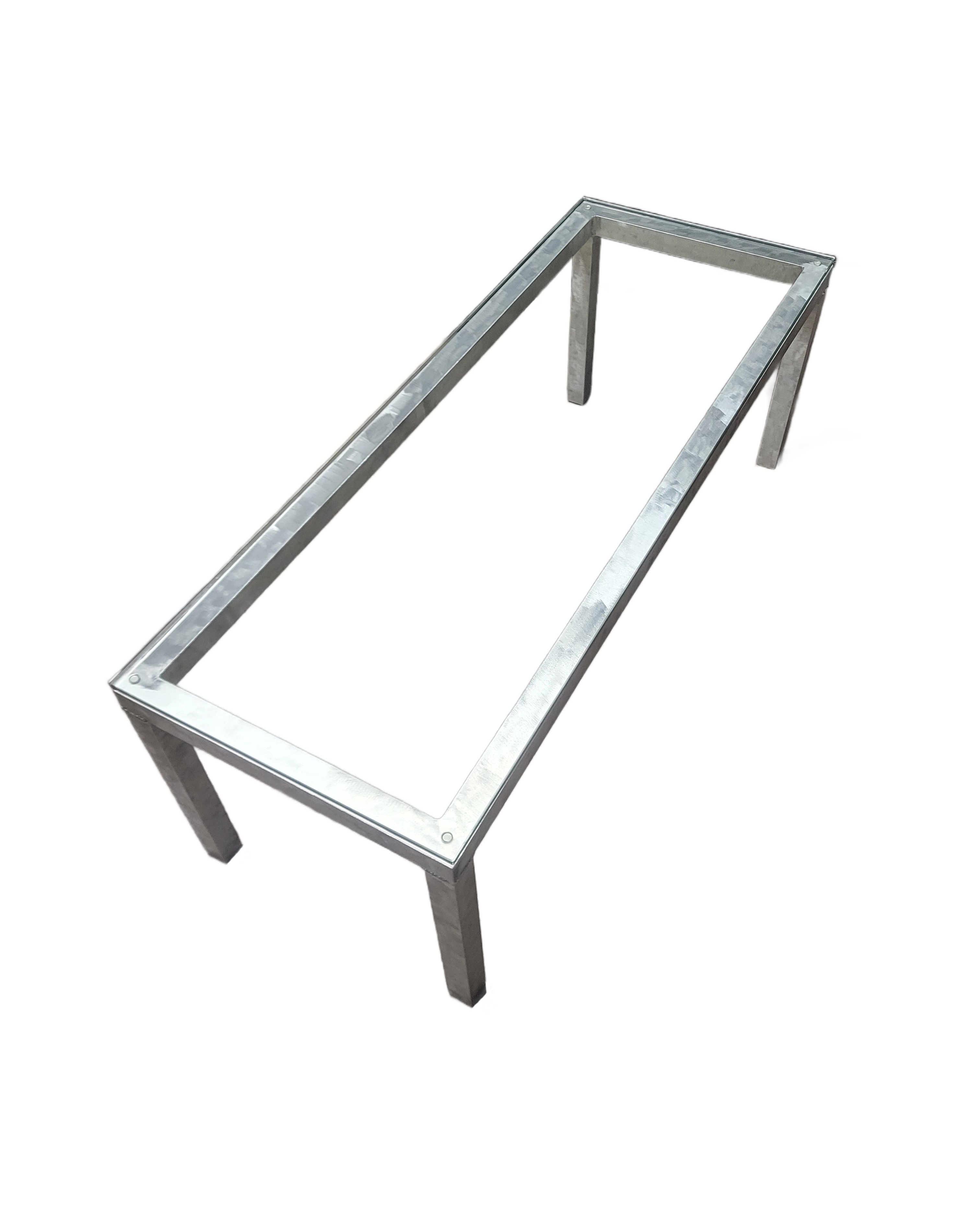 Aluminum and Tempered Glass Table - Image 1
