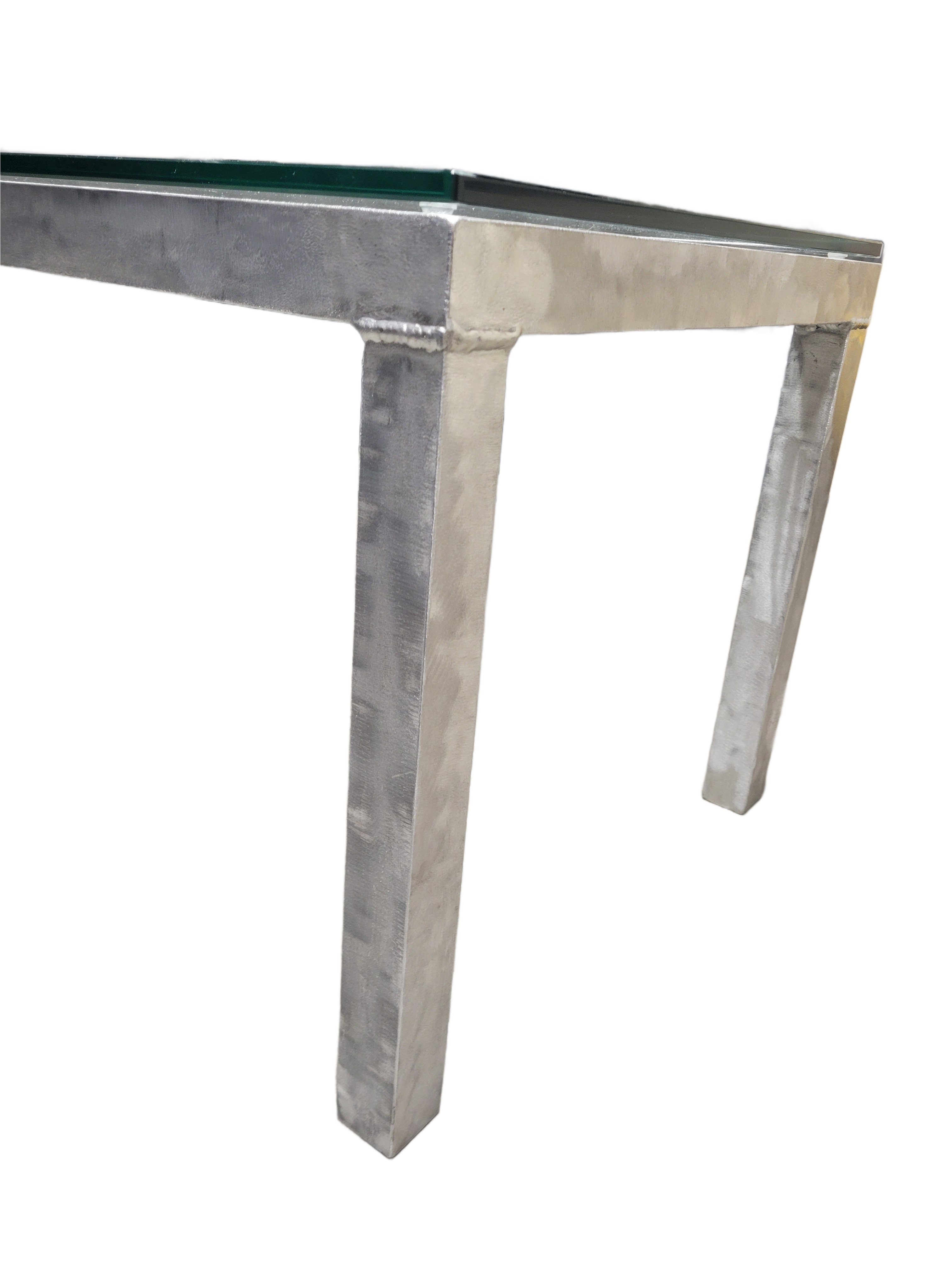 Aluminum and Tempered Glass Table - Image 1