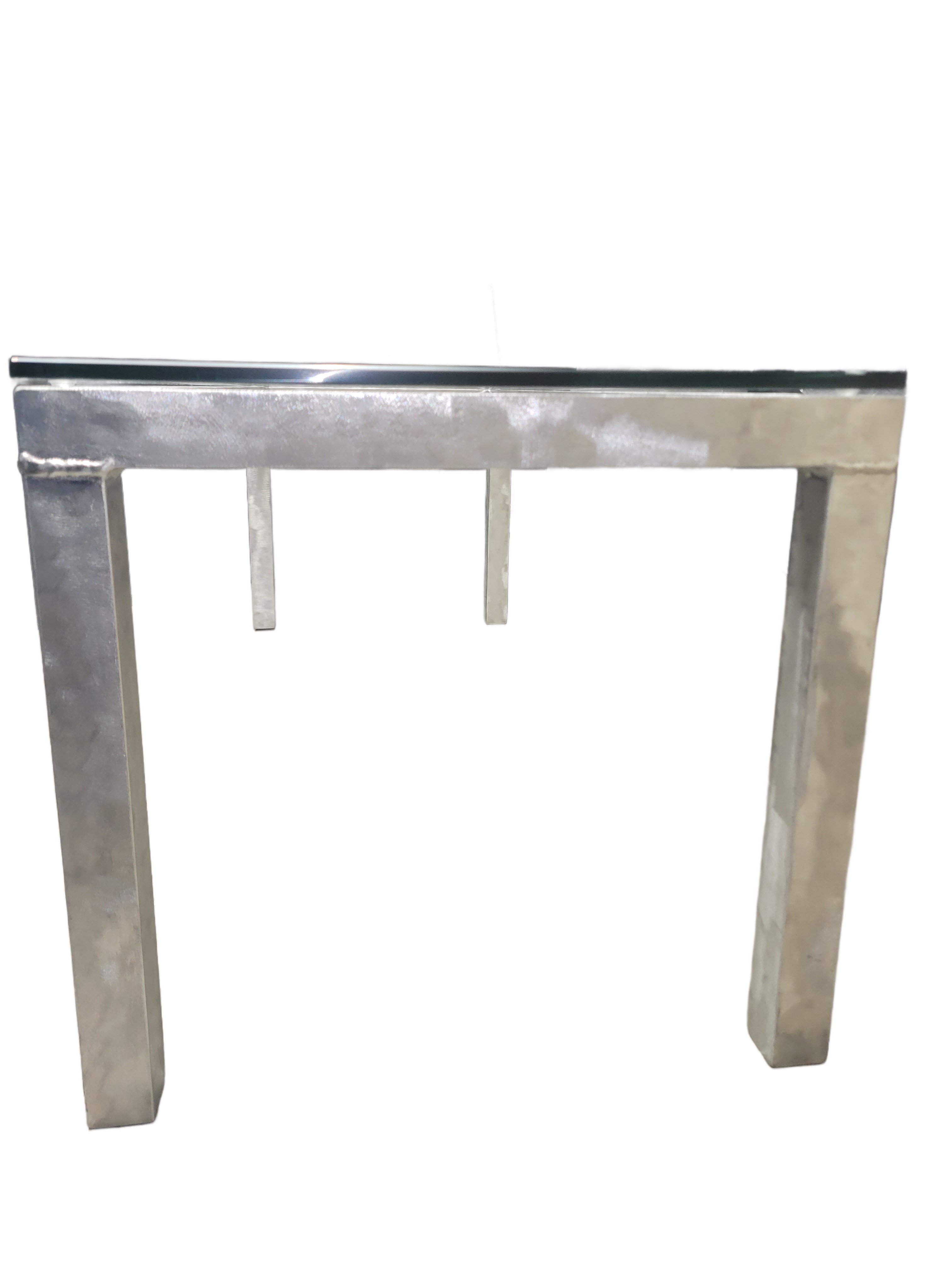Aluminum and Tempered Glass Table - Image 1