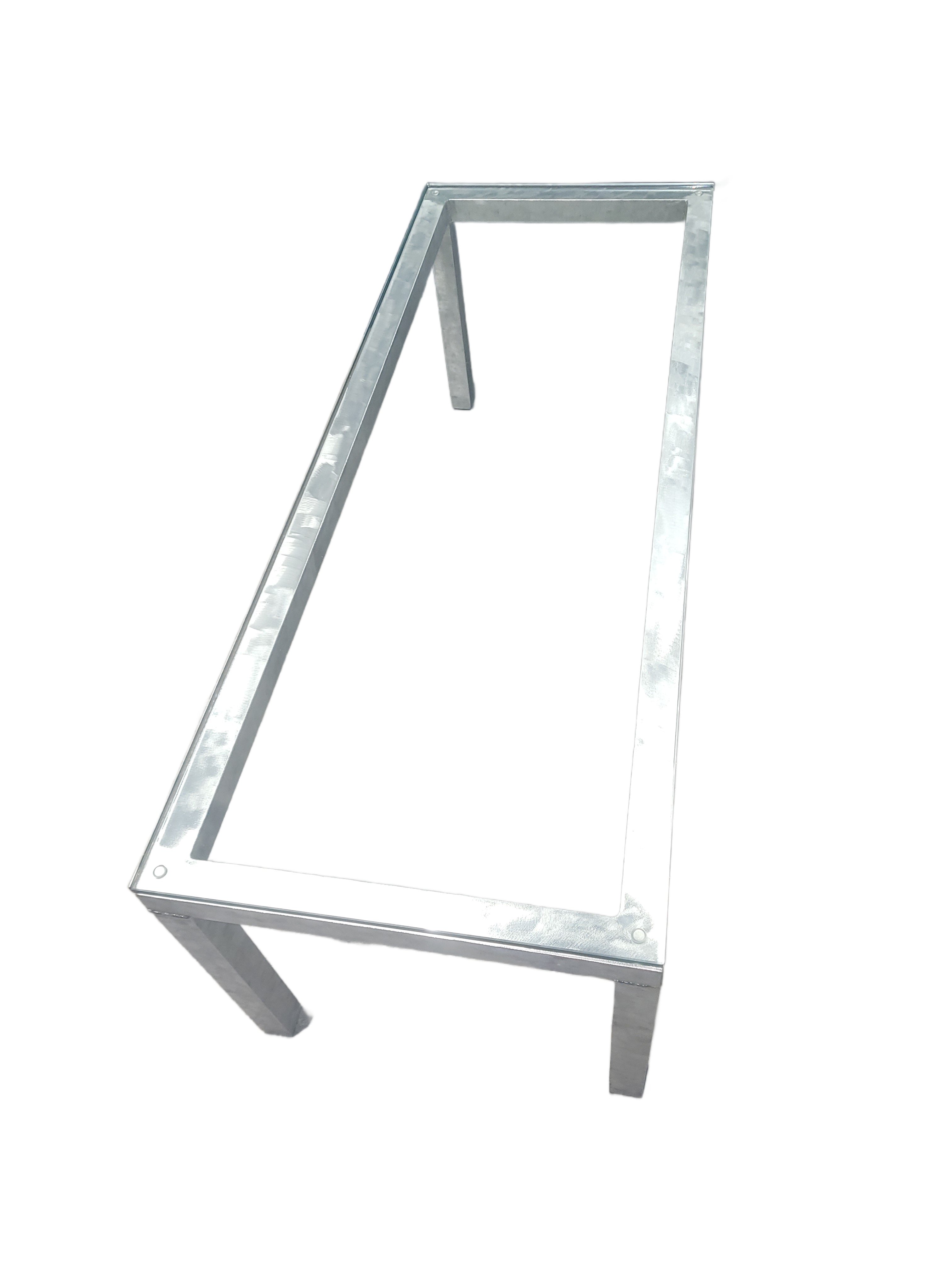 Aluminum and Tempered Glass Table - Image 1